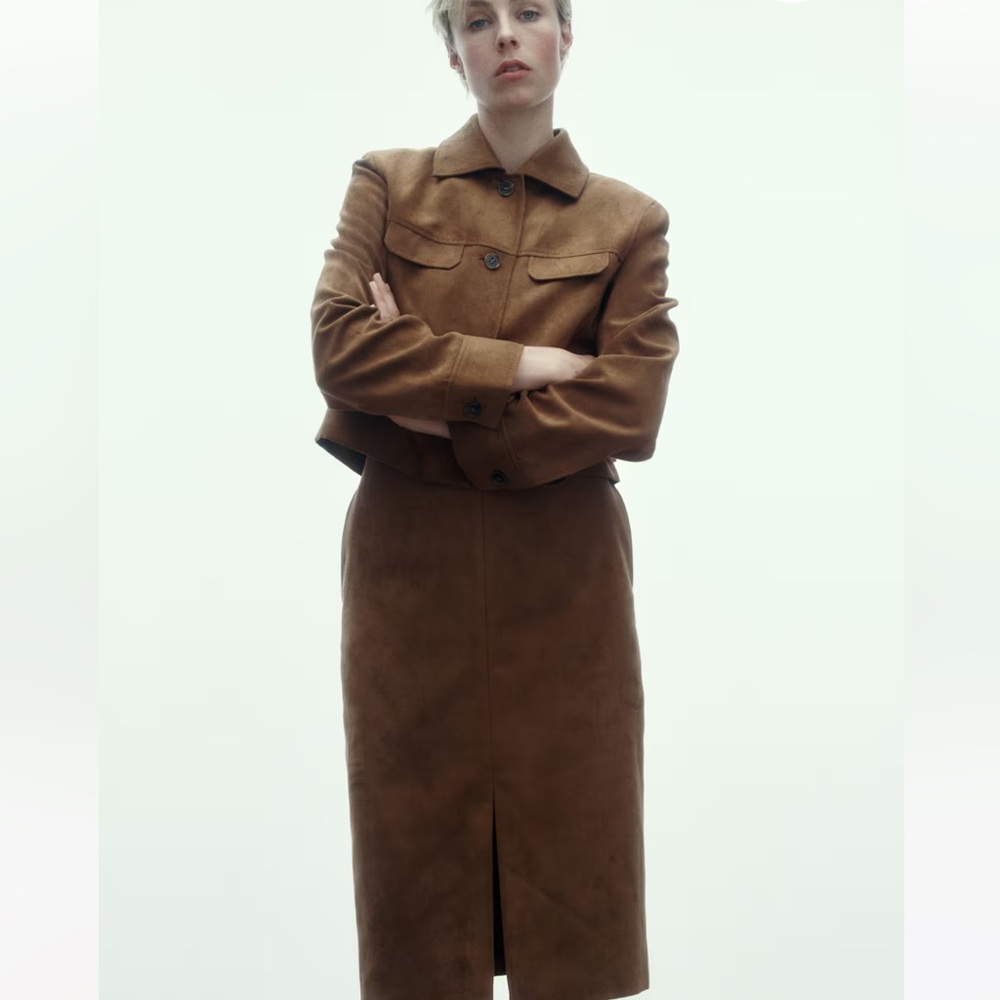 NAPPED SLIT-FRONT SKIRT